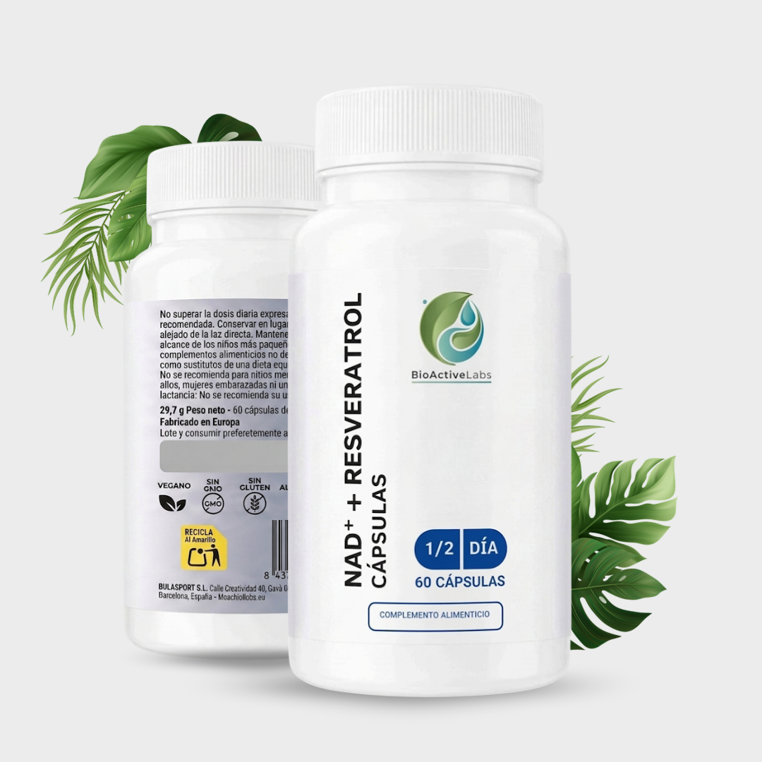 NAD⁺ con Nicotinamida Ribósido 344 mg y Trans-Resveratrol 200 mg | 60 cápsulas
