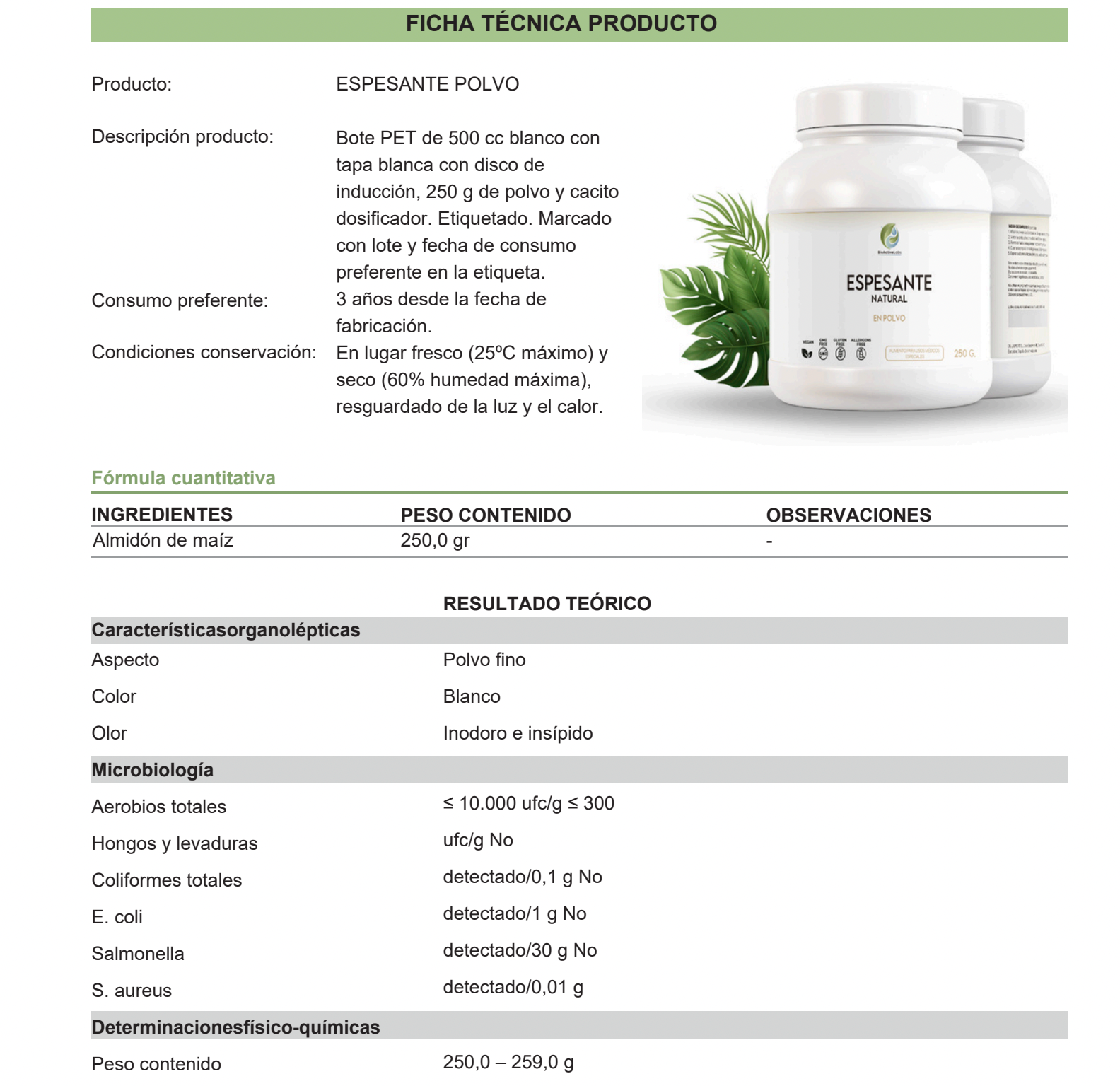 Espesante Natural en Polvo 250 g — BioActive Labs Farma