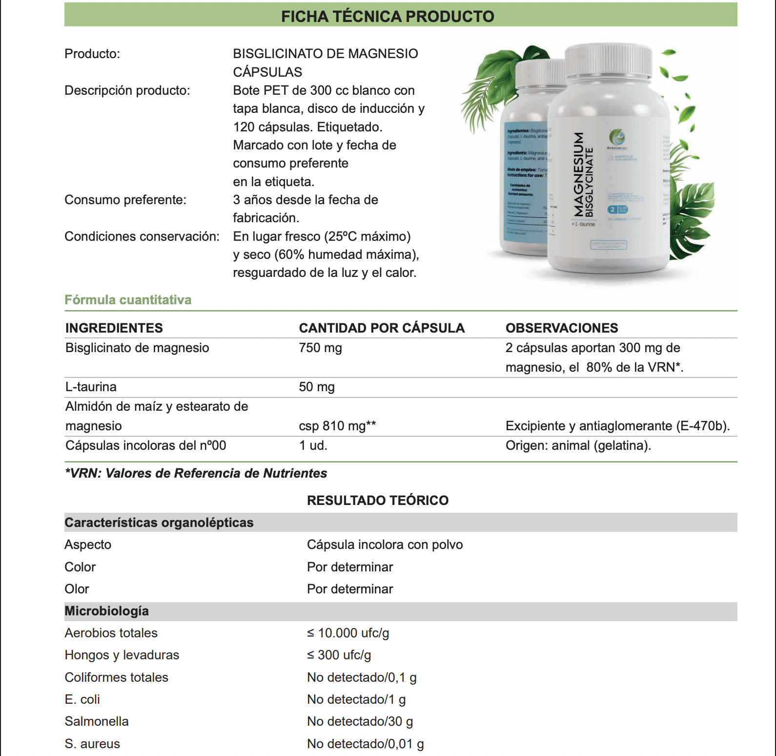 Bisglicinato de Magnesio con L-Taurina — BioActive Labs Farma